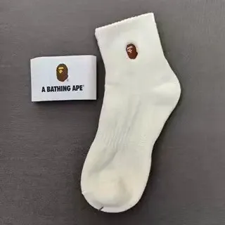 A Bathing Ape Classic Logo Socks White - 1