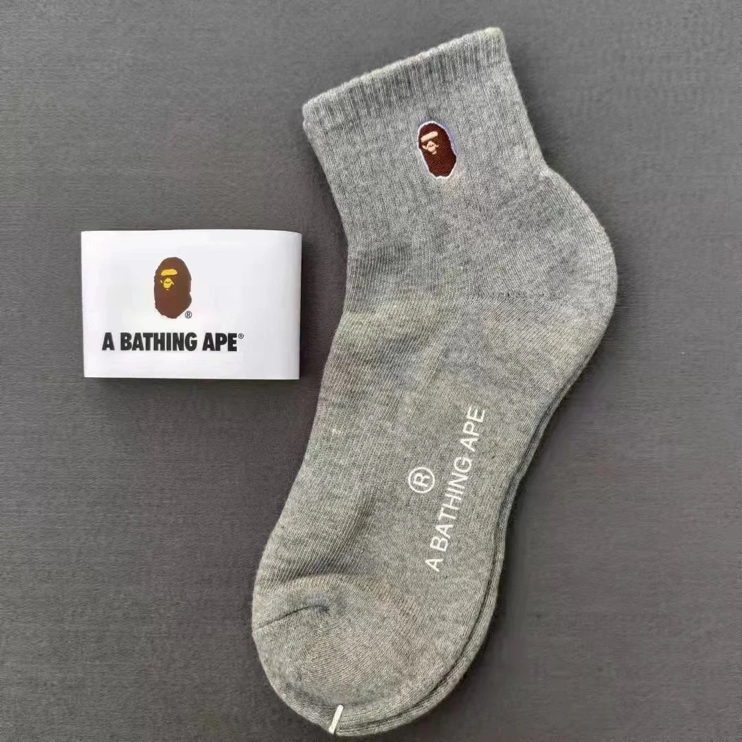 A Bathing Ape Classic Logo Embroidered Black Socks - 9
