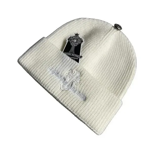 Chrome Hearts x Comme des Garçons Cross Embroidered Beanie White - 1