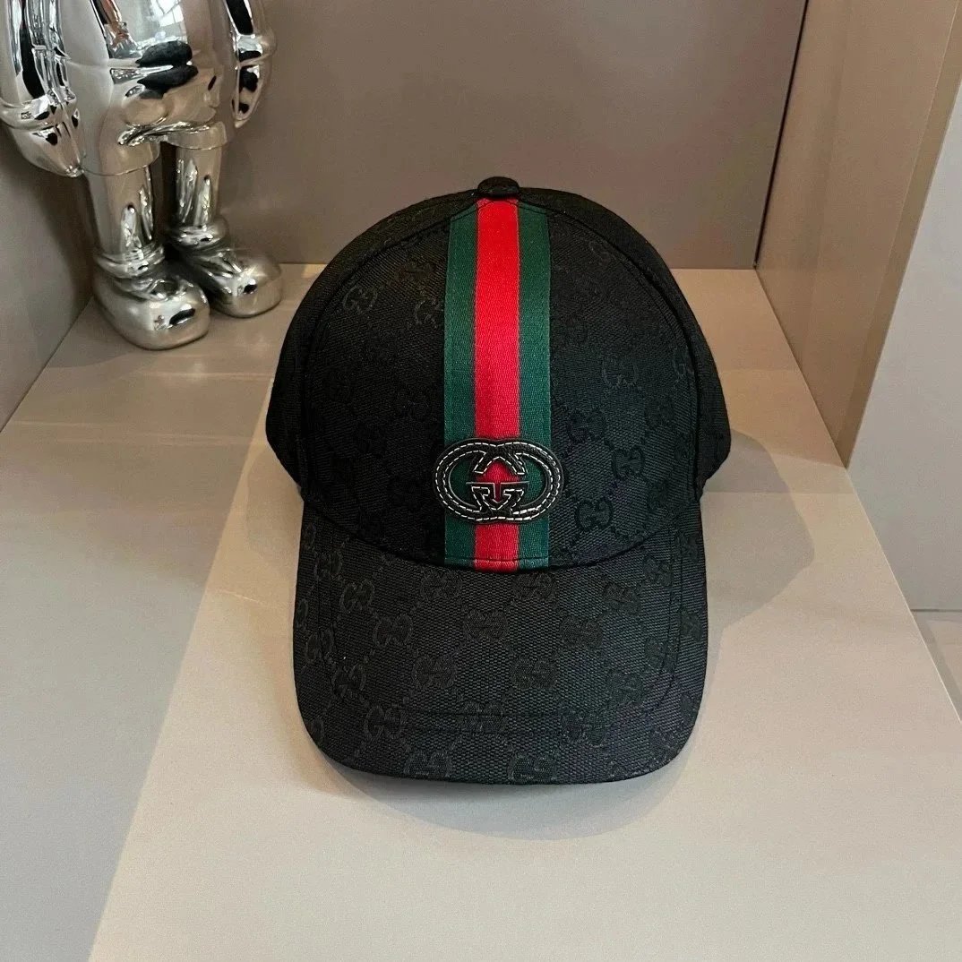 Gucci GG Marmont Web Stripe Baseball Cap Black - 1