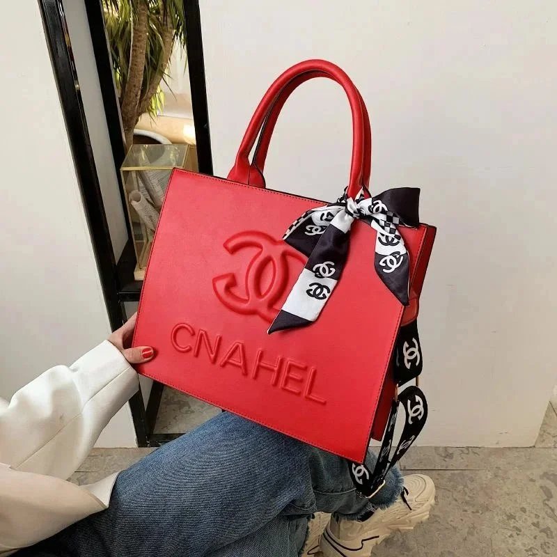 Chanel CC Logo Embossed Black Tote Bag with Scarf Strap - 4