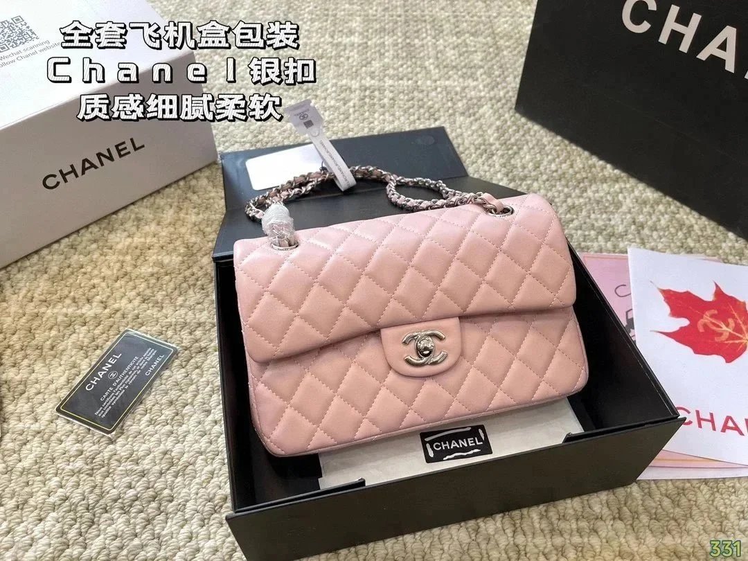 Chanel Classic Flap Bag Pink Quilted Lambskin with Silver Hardware Handbag - 1