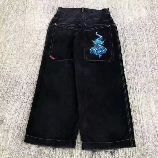 Gallery Dept. Water Crown Embroidered Black Wide-Leg Jeans - 1