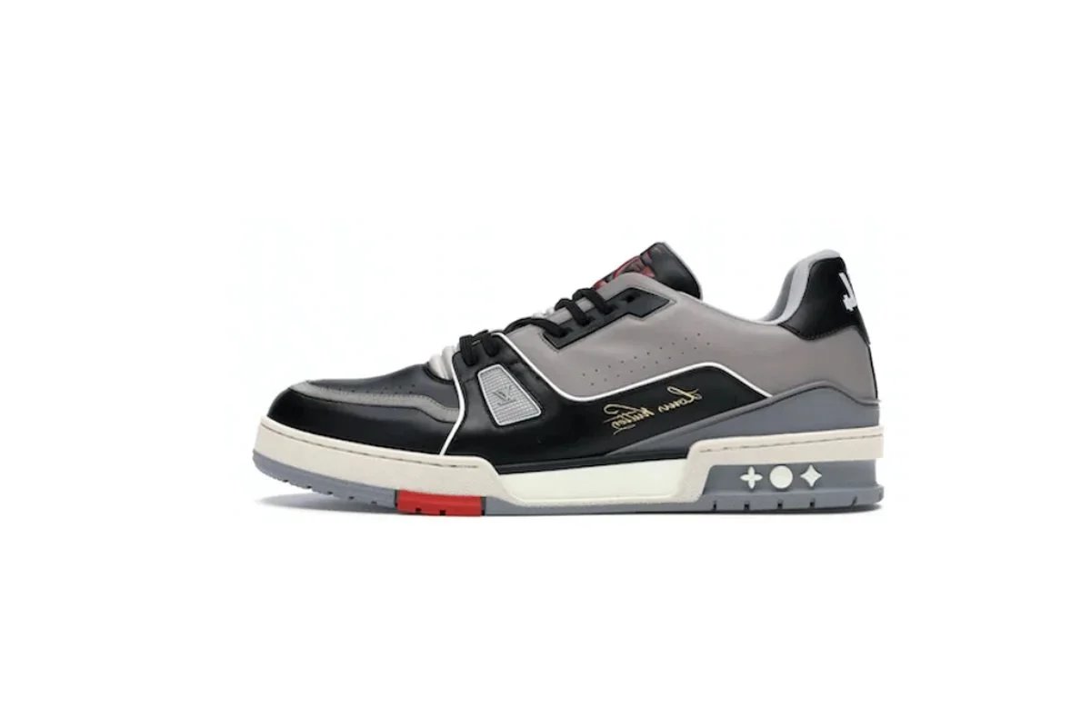 Louis Vuitton Trainer Low Gray Black Red Sneakers - 1