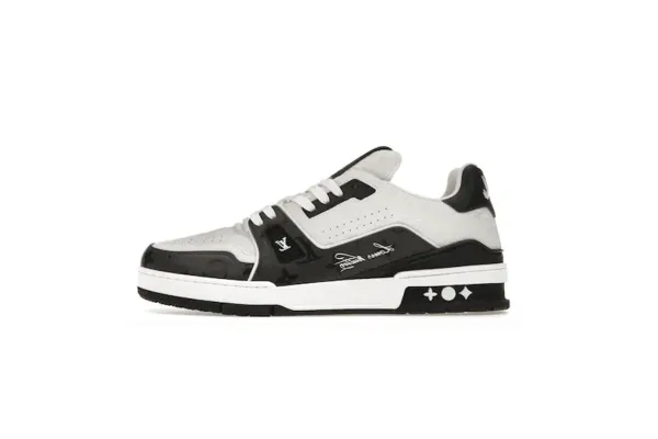 Louis Vuitton Trainer Low Monogram Signature Black and White Sneakers - 1