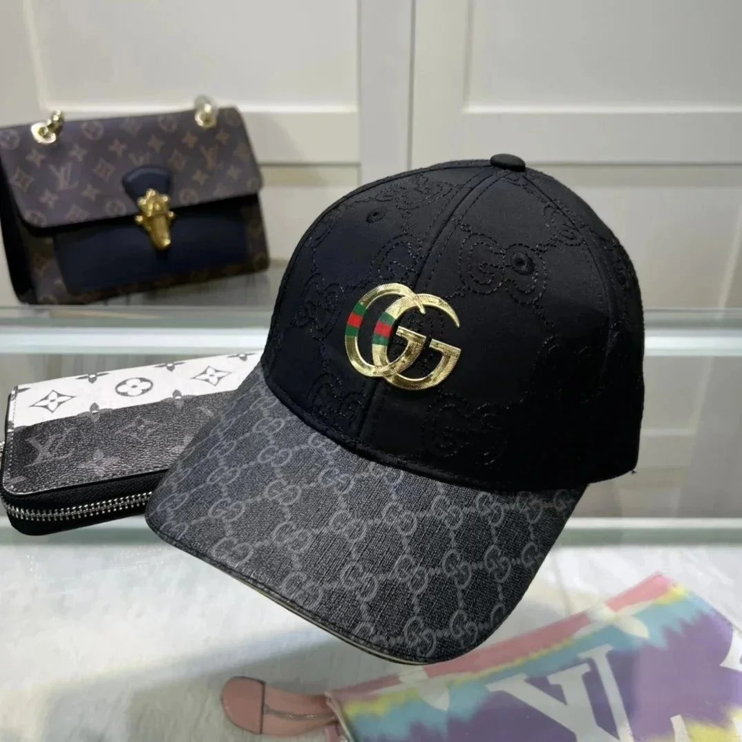 Gucci GG Embroidered Baseball Cap Black and Gray - 1