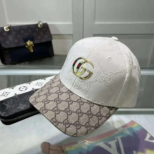 Gucci GG Marmont Embroidered Baseball Cap White Beige - 1