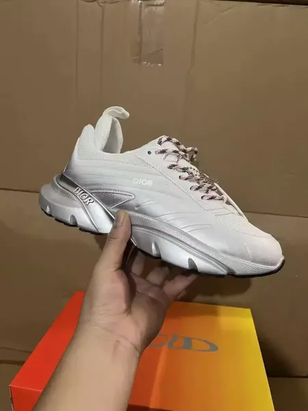 Dior B44 White Silver Chunky Sneakers - 1