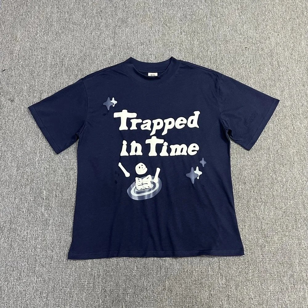 Design Trapped in Time Graphic Oversized T-Shirt Navy - 8