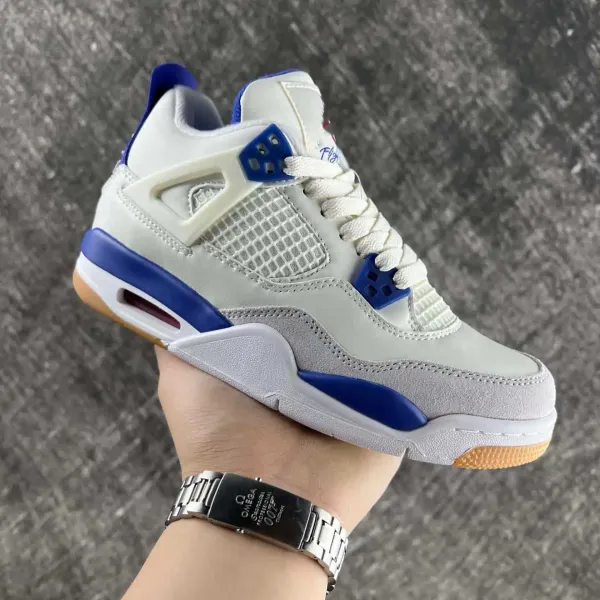 Air Jordan 4 Retro White Royal Blue Gum Sneakers - 1