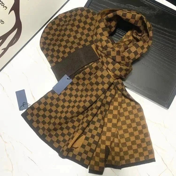 Louis Vuitton Damier Ebene Wool Scarf and Beanie Set Brown - 1