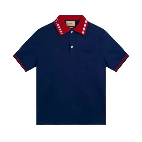 Gucci Web-Trimmed Polo Shirt Navy - 1