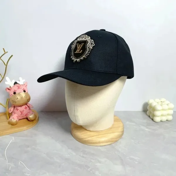 Louis Vuitton Embroidered Shield Logo Baseball Cap Black - 1