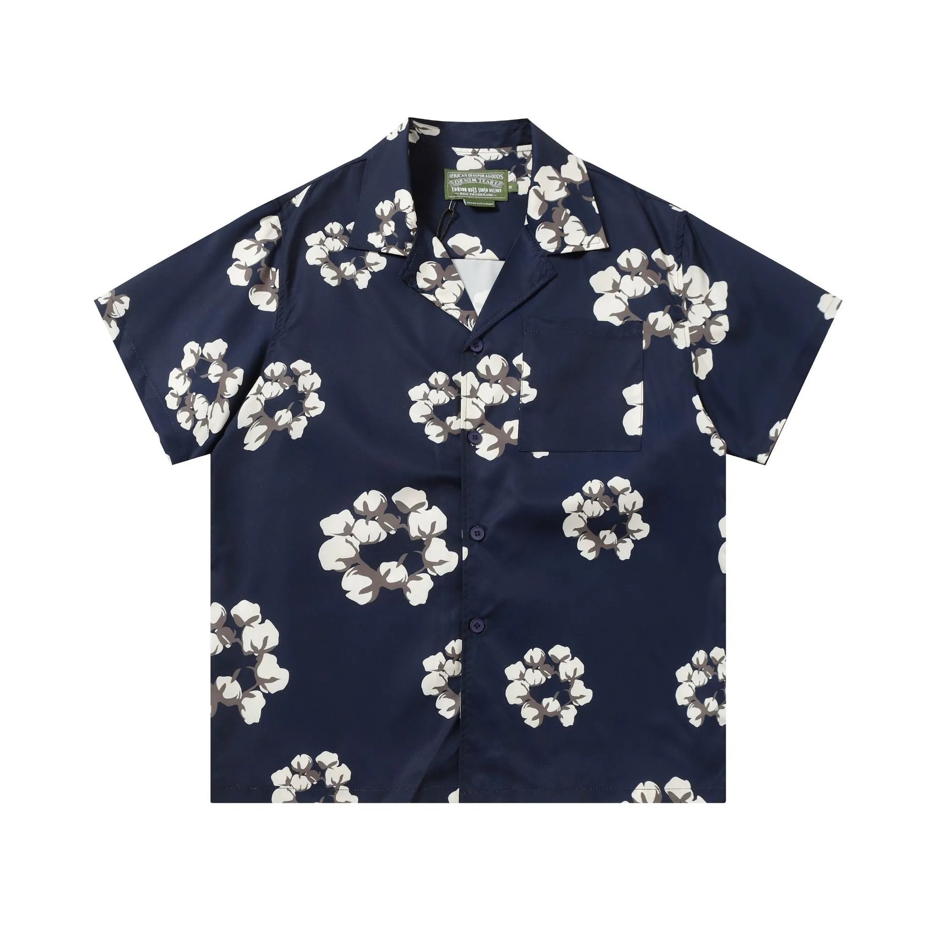 Off-White Cotton Flower Print Drawstring Shorts Black - 16