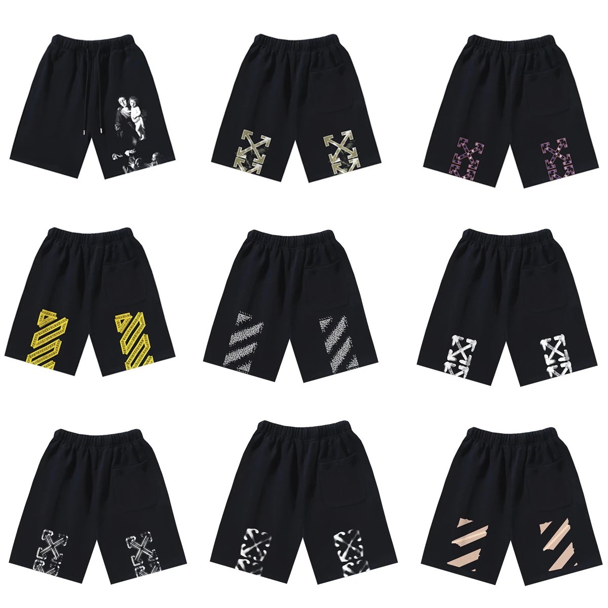 Off-White Arrow Print Cotton Shorts