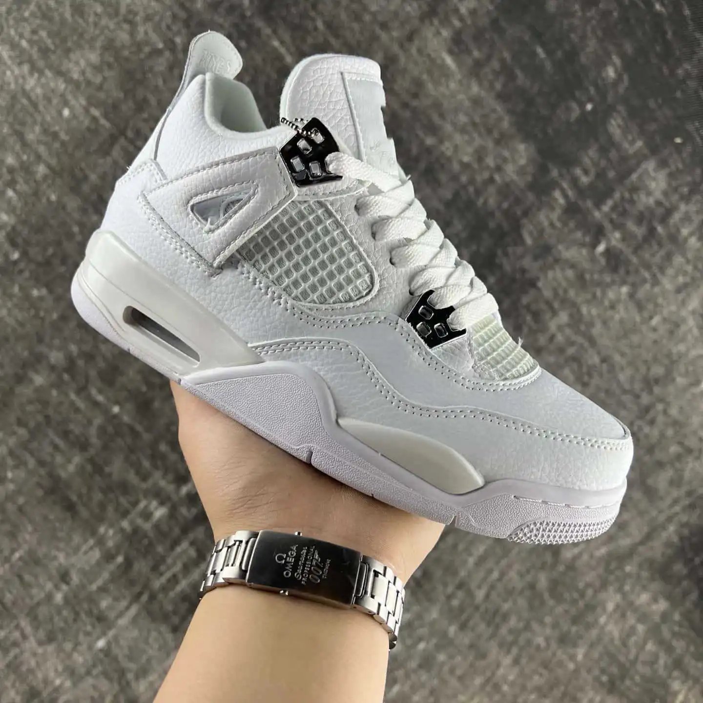 Air Jordan 4 White Leather Sneakers