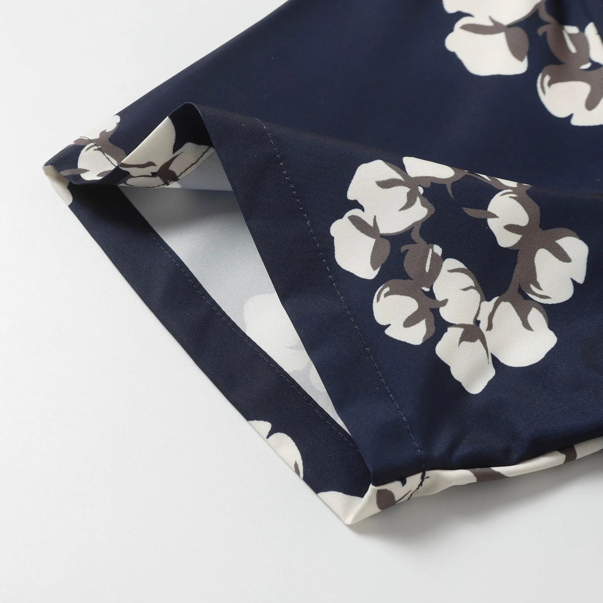 Off-White Cotton Flower Print Drawstring Shorts Black - 9