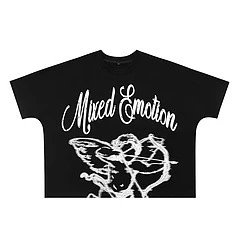 Mixed Emotion Graphic Cropped T-Shirt Black