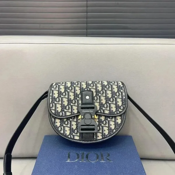 Dior Caro Oblique Beige and Black Crossbody Bag - 1