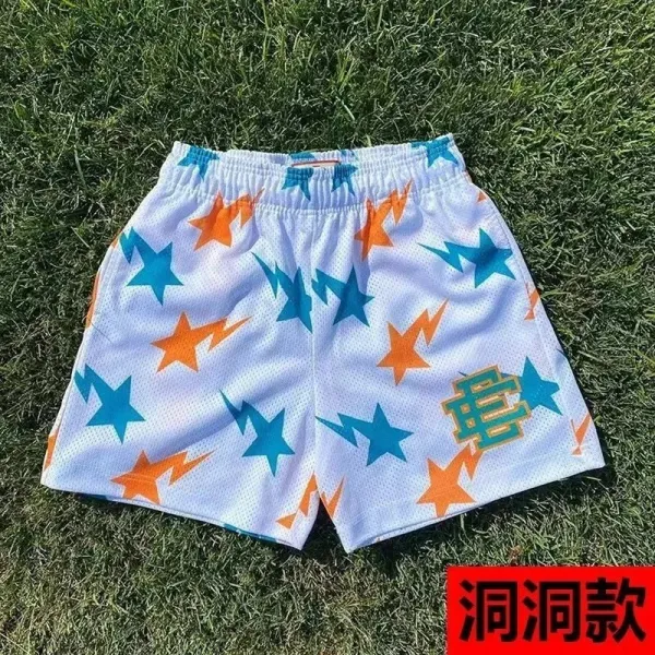 A Bathing Ape Star Print Mesh Shorts White Orange Blue - 1