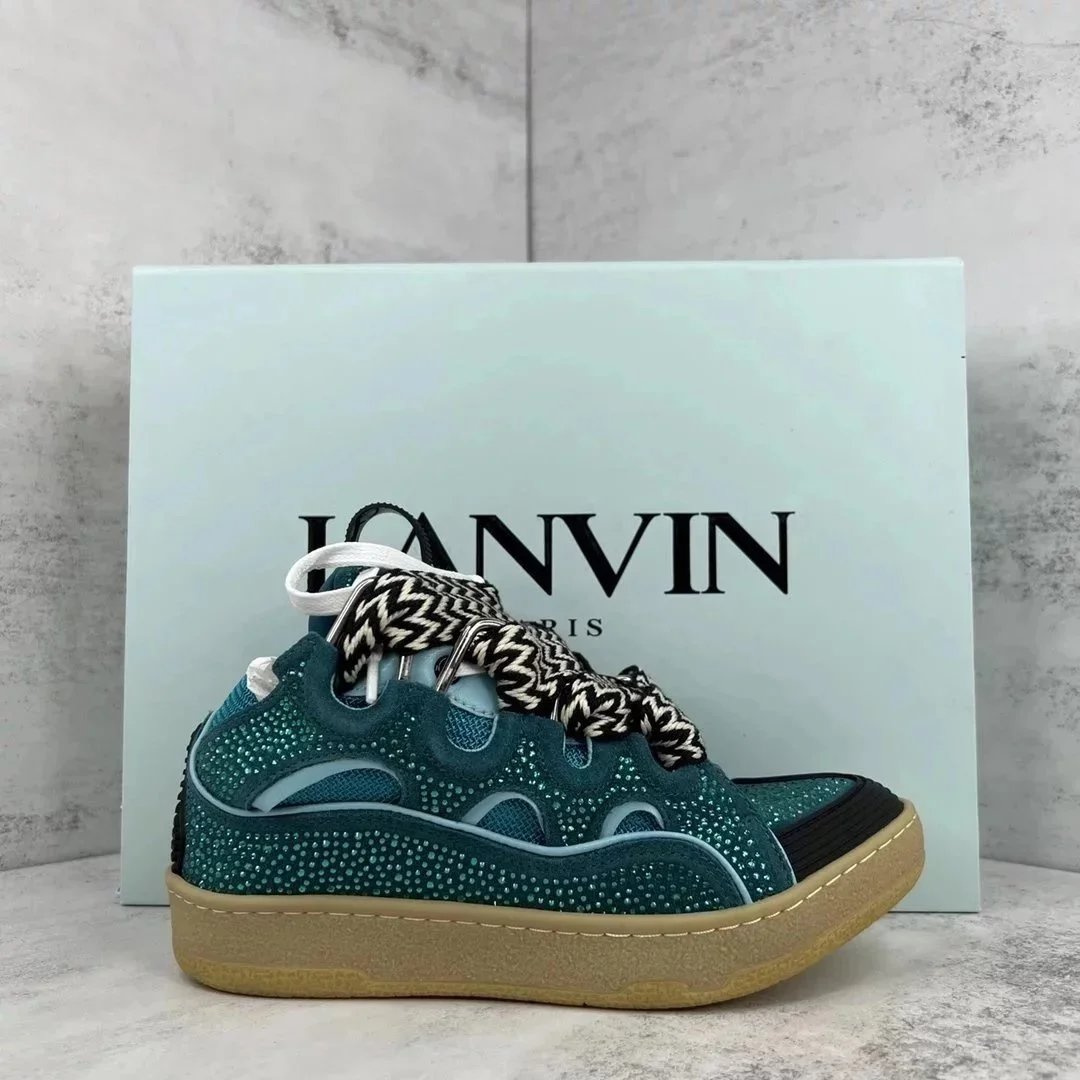 Lanvin Run-Through Sneakers Teal Crystal-Embellished Casual Sneakers