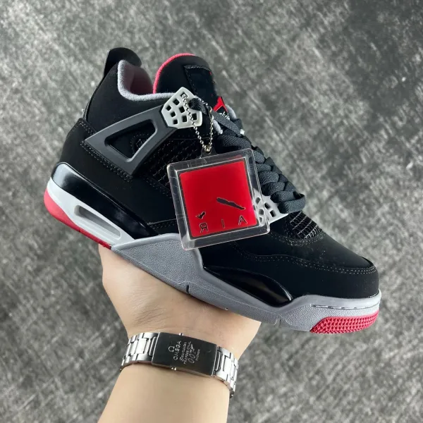 Air Jordan 4 Retro 'Bred' Black Red Gray Sneakers - 1