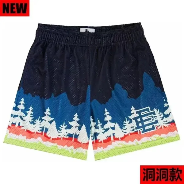GRA Mountain Forest Print Mesh Shorts Multicolor - 1