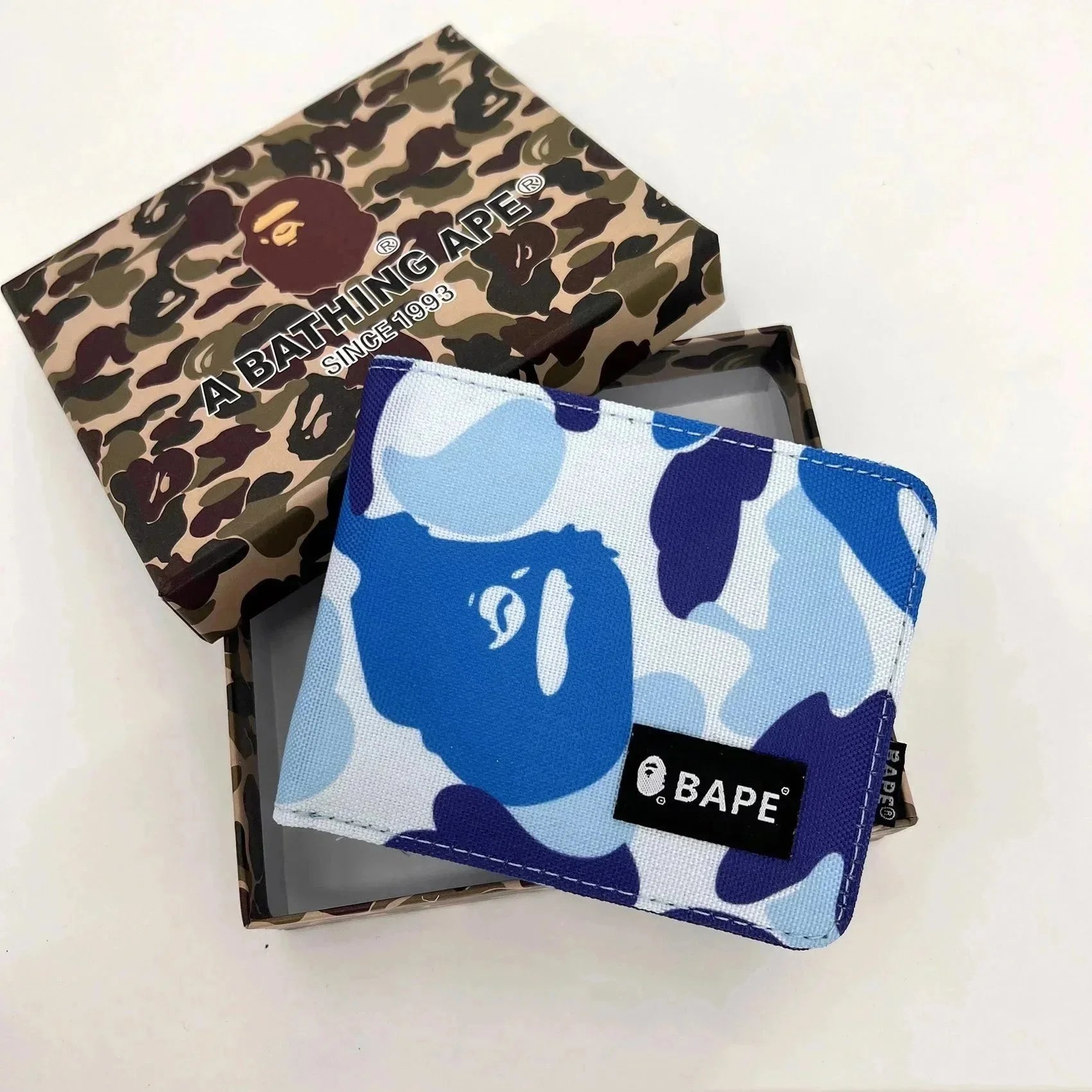 A Bathing Ape Blue Camo Short Wallet