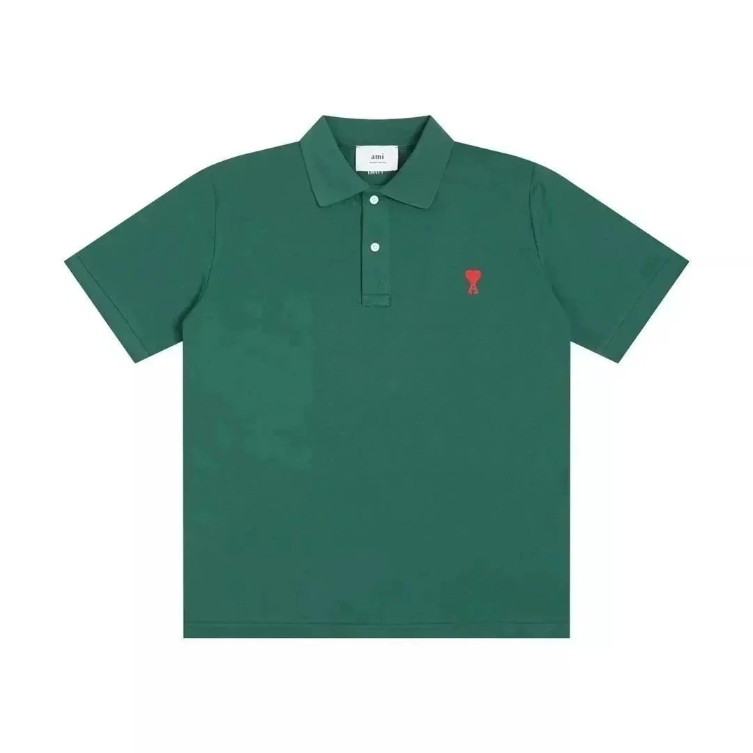 AMI Paris Heart Logo Polo Shirt Forest Green Polo-Shirt - 1
