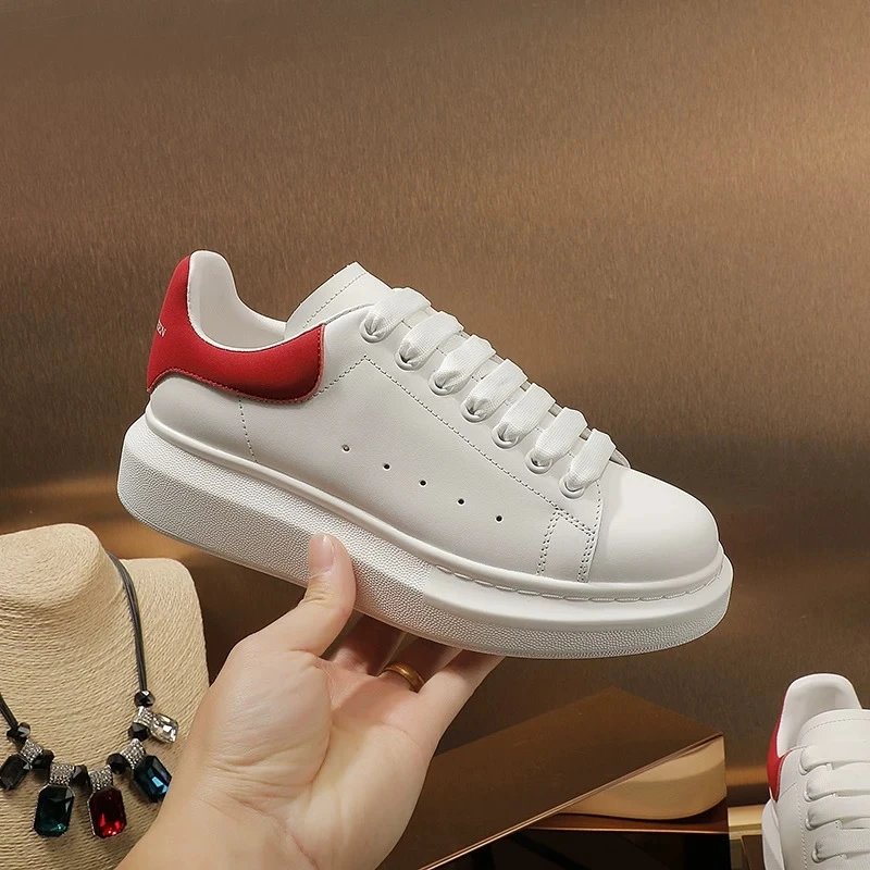 Alexander McQueen Oversized Sneakers White with Red Heel Tab Sneakers - 1