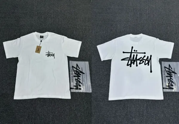 Stüssy Stock Logo White T-Shirt - 1