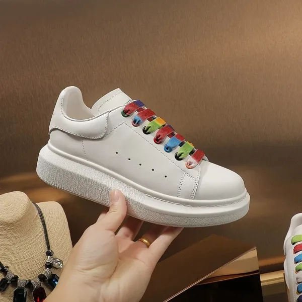 Alexander McQueen Oversized Sneaker White with Rainbow Lace Detail Sneakers - 1