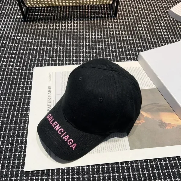 Balenciaga Logo Embroidered Black Baseball Cap - 1