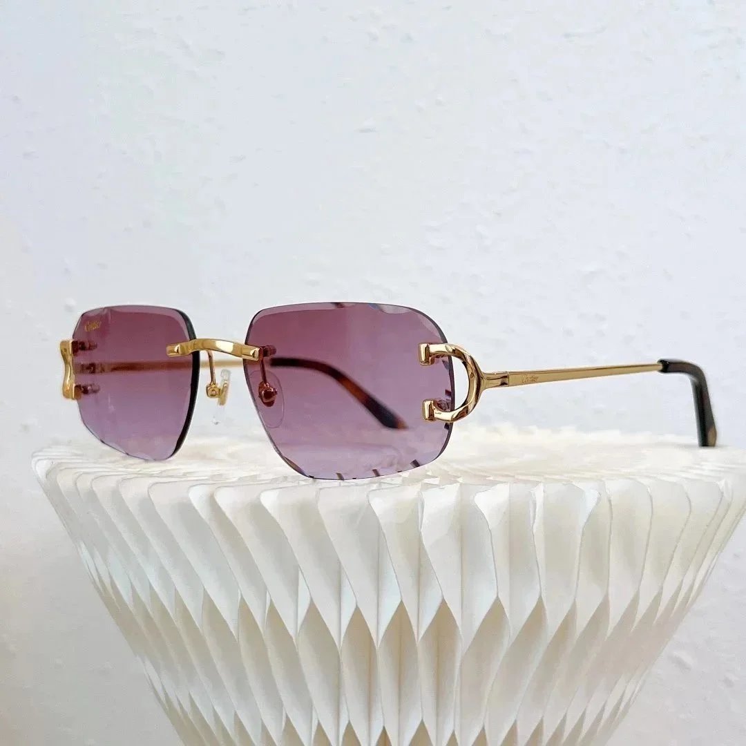 Cartier C de Cartier Rimless Sunglasses Purple Gradient Gold - 1