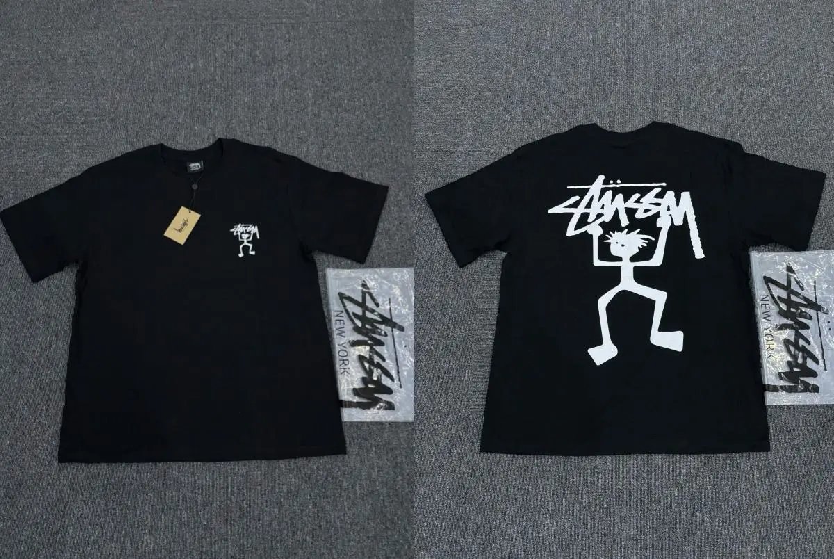 Stüssy Stick Figure Graphic Black T-Shirt - 1
