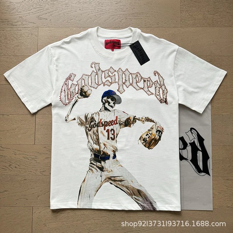 Godspeed Racing Beach Print T-Shirt Beige - 28
