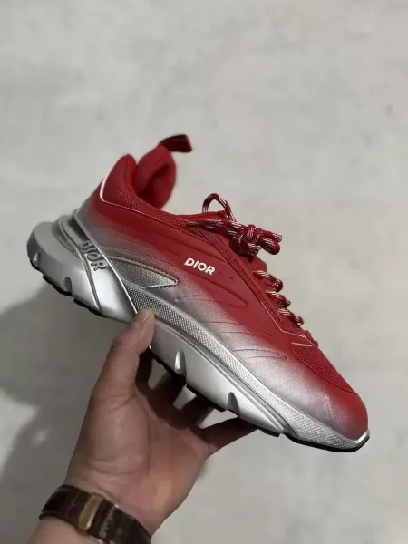 Dior B44 Low Red-to-Silver Gradient Chunky Sneakers - 1