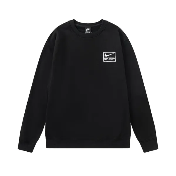 Nike x Stussy Box Logo Crewneck Black Sweatshirt - 1