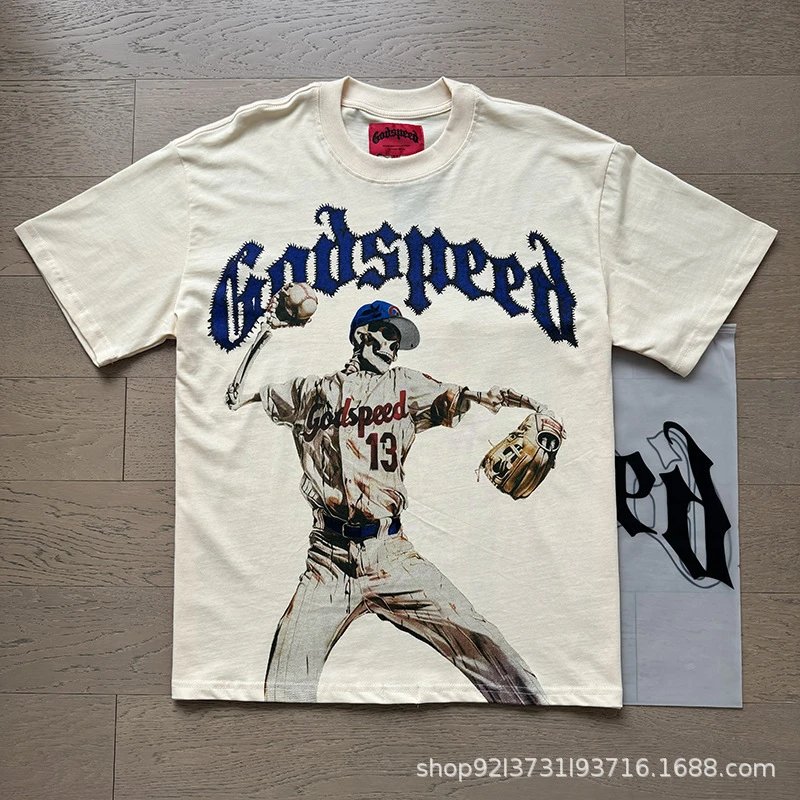 Godspeed Racing Beach Print T-Shirt Beige - 29