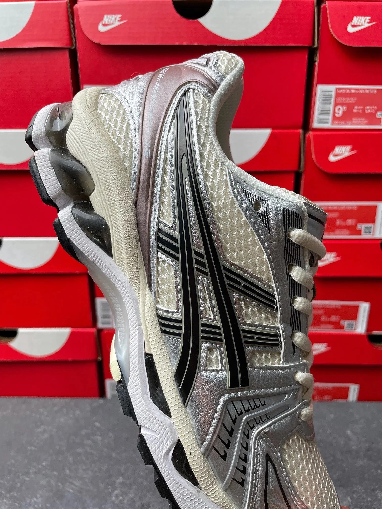Asics Gel-Kayano 14 Silver Red White Running Shoes - 4