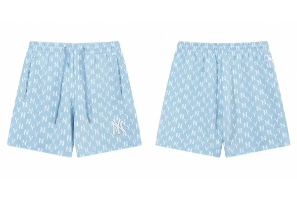New York Yankees x MLB All-Over Logo Print Shorts Light Blue - 1