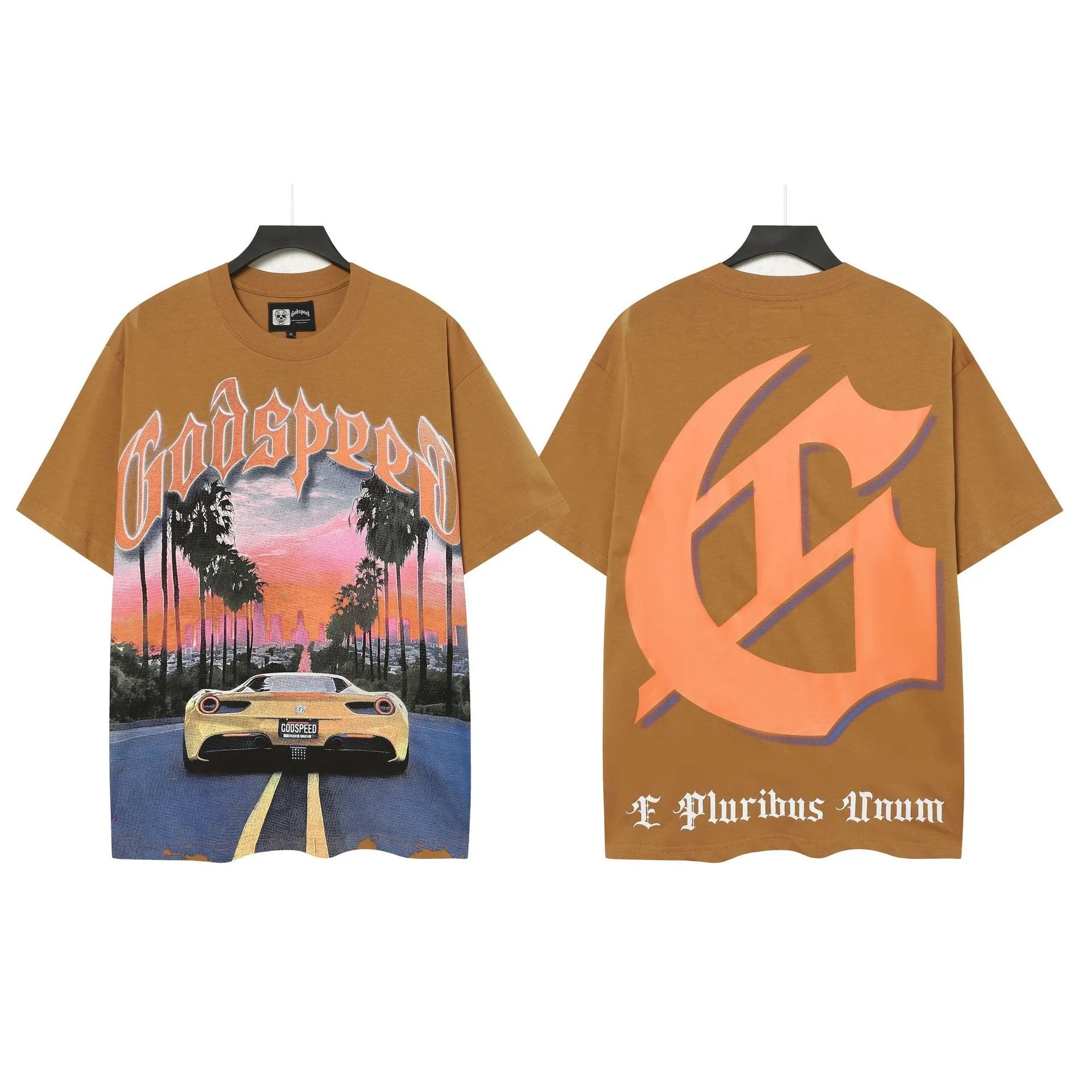 Godspeed Racing Beach Print T-Shirt Beige - 6