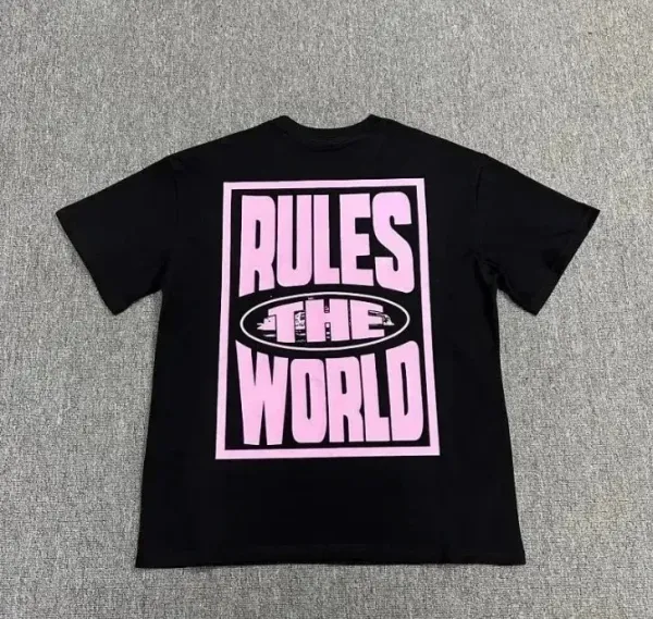 Corteiz Rules The World Pink Graphic T-Shirt - 1