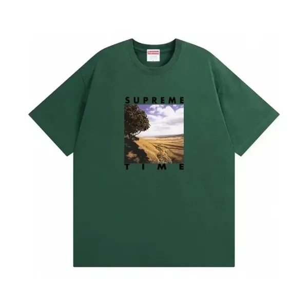 Supreme Time Landscape Print T-Shirt Army Green - 1