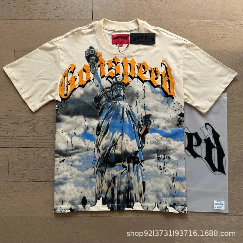 Godspeed Racing Beach Print T-Shirt Beige - 12