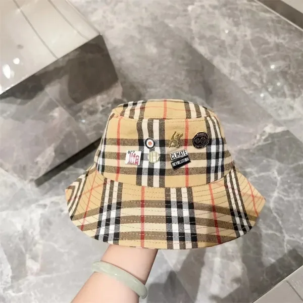 Burberry Vintage Check Bucket Hat with Patch Embellishments Beige Multicolor - 1