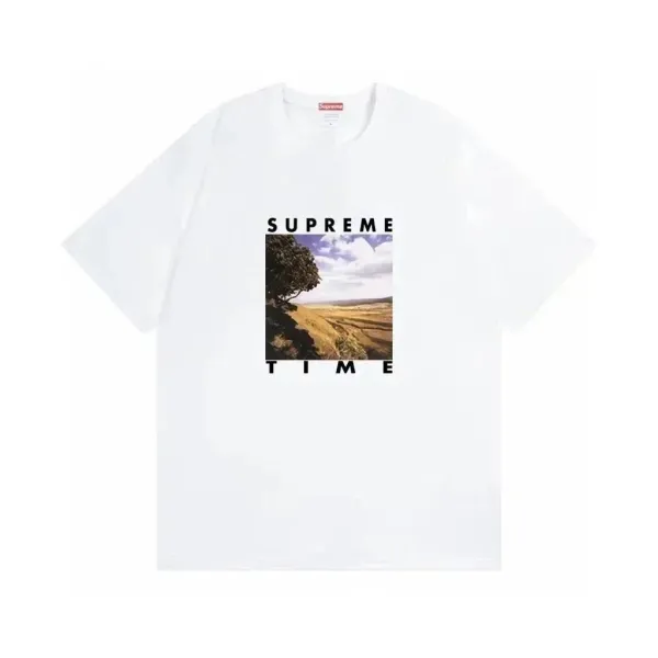 Supreme Time Landscape Print White T-Shirt - 1