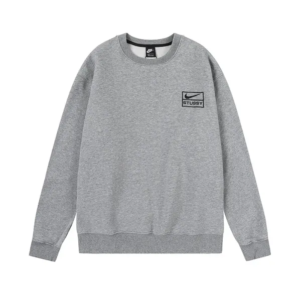 Nike x Stussy Logo Crewneck Sweatshirt Gray - 1