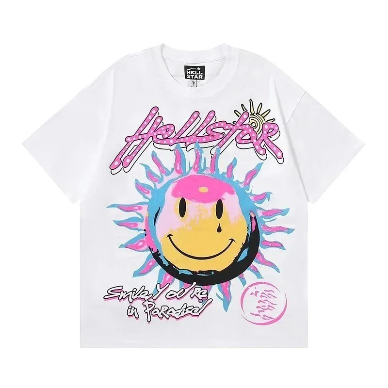 Hellstar Smile You're In Paradise White Graphic T-Shirt - 1