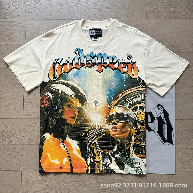 Godspeed Racing Beach Print T-Shirt Beige - 33